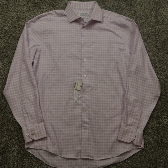Michael Strahan shirt Mens L 16 1/2 36/37 button up Regular Fit Pink Checkered - Picture 1 of 15